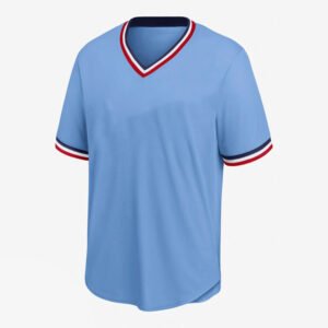 Men's Sky Blue V-Neck Baseball Jersey – Short Sleeve Retro Sports Shirt
