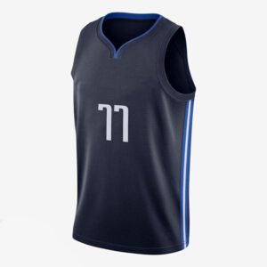 Men's Navy Blue #77 Basketball Jersey – Sleeveless Athletic Sports Tank Top