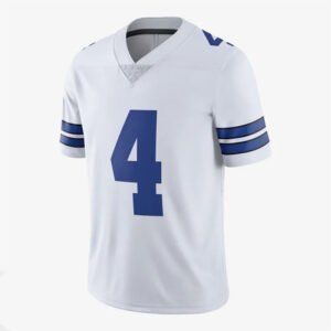 Men's White & Royal Blue #4 Football Jersey – V-Neck Short Sleeve Sports Shirt