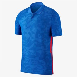 Men's Royal Blue Printed Sports Polo Shirt – Short Sleeve Collared Athletic Training T-Shirt
